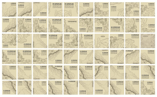 Topographisches muster texturvektor satz grauer konturen vektor topographie geographischer berg