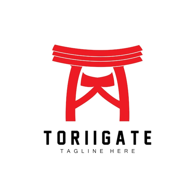 Torii gate logo japanische geschichte tor symbol vektor chinesische illustration holzdesign company brand template