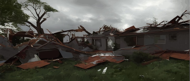 Vektor tornados zerstören gebäude, illustrationen von naturkatastrophen, zerstörerischen naturphänomenen, vektor