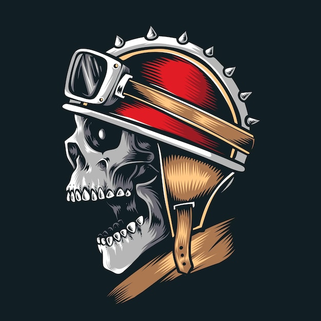 Totenkopf-biker mit vintage-helm