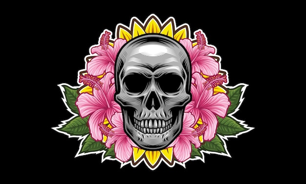 Totenkopf-blumen-maskottchen-logo-design