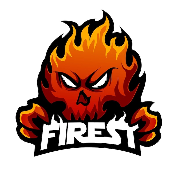 Totenkopf-Feuer-Maskottchen-eSport-Logo-Design