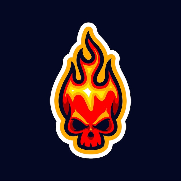 Totenkopf-Feuer-Maskottchen-Logo Esport-Sport-Gamer- und Streamer-Logo Nur Kopf-Maskottchen-Logo