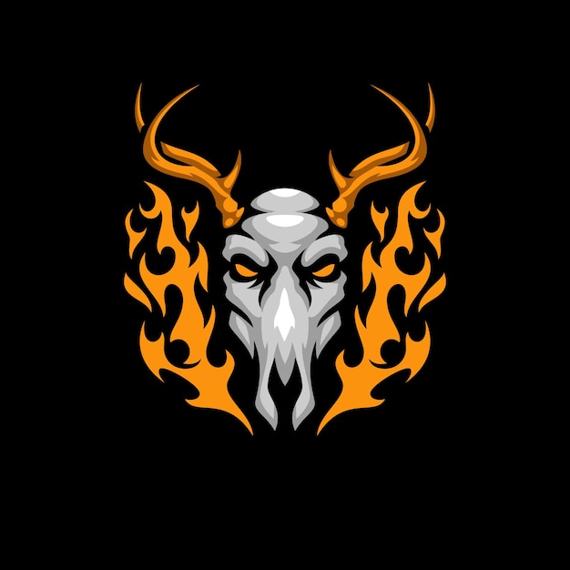 Totenkopf-Feuer-Masscot-Logo-Esport-Premium-Vektor