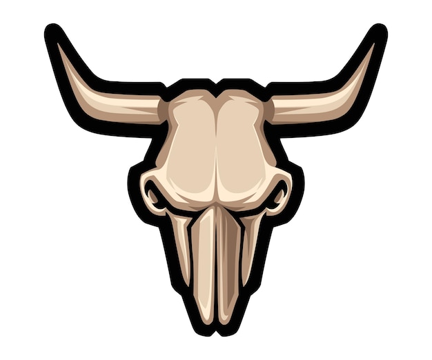 Vektor totenkopf-logo kuh, stier, büffel, für sportteam. maskottchen sportlich. e-sport.