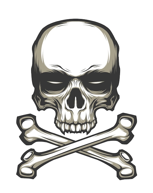 Totenkopf-Logo mit gekreuztem Knochen-Vektorlogo