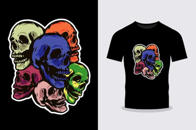 Totenkopf-t-shirt-druck vektor illustrationen