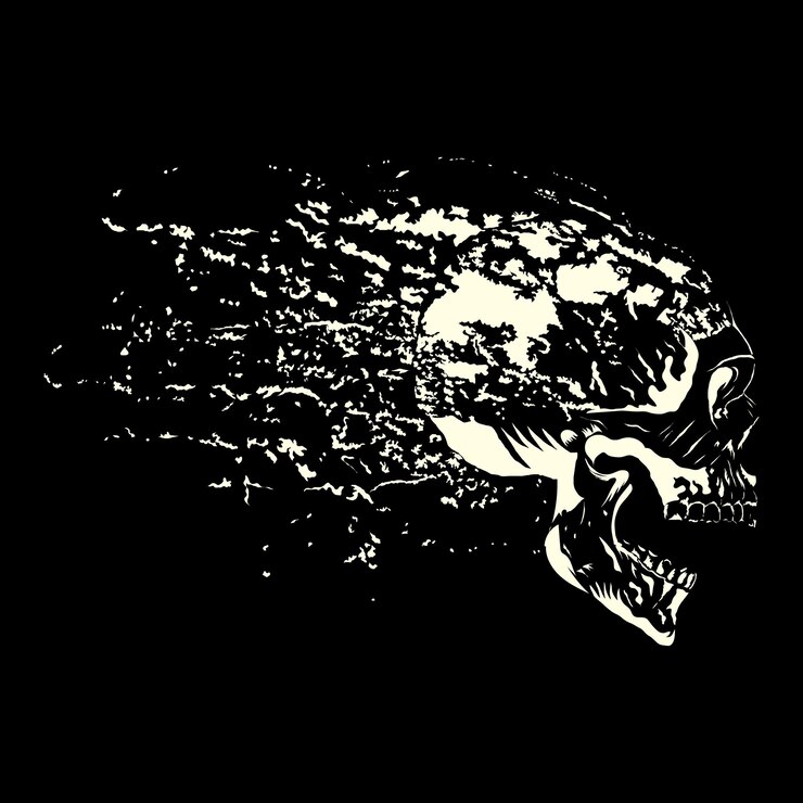Totenkopf-Vintage-Stil. Vektor-Illustration.