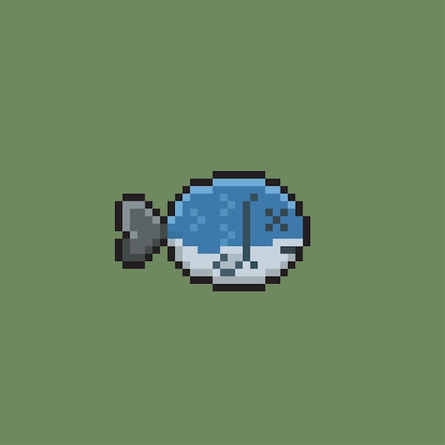 Toter fisch im pixel-art-stil