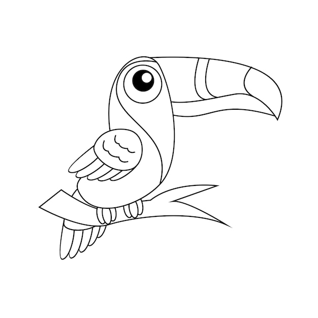 Toucan-Vogel zeichnet eine schöne schwarz-weiße Illustration