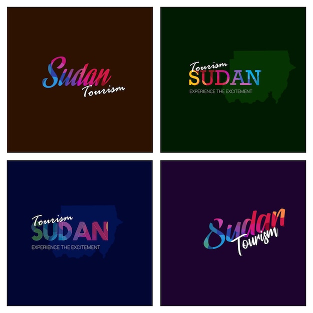 Tourismus-sudan-typografie-logo-hintergrundsatz