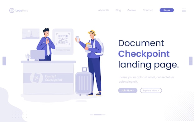 Touristisches dokument checkpoint illustration landing page design