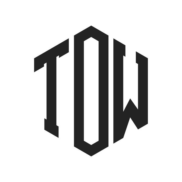 TOW-Logo-Design Anfangsbuchstaben TOW-Monogramm-Logo in sechseckiger Form