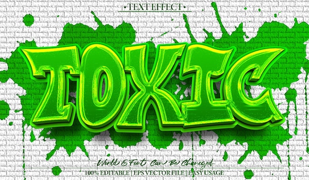 Toxic Vector Text-Effekt bearbeitbar Alphabet Grafitti Grüner Straßen-Hip-Hop