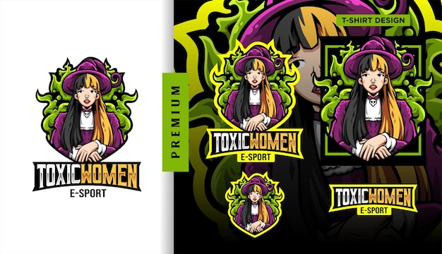 Toxic Women Magician Gaming Maskottchen Esport-Logo-Design-Charakter