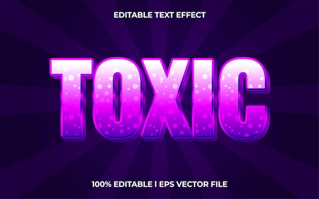 Toxischer editierbarer texteffekt, typografie-schriftstil, violetter 3d-text für tittle