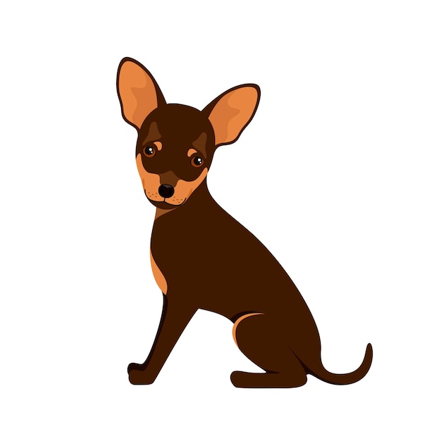 Toy Terrier Hund auf weißem Hintergrund. Cartoon-Design.