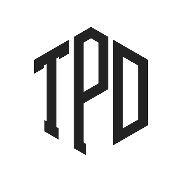 TPD-Logo-Design Anfangsbuchstaben TPD-Monogramm-Logo in sechseckiger Form