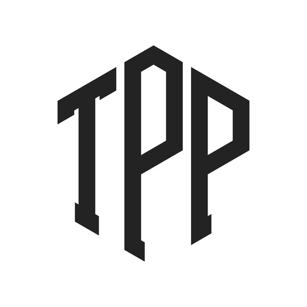 TPP-Logo-Design Anfangsbuchstaben TPP-Monogramm-Logo in sechseckiger Form