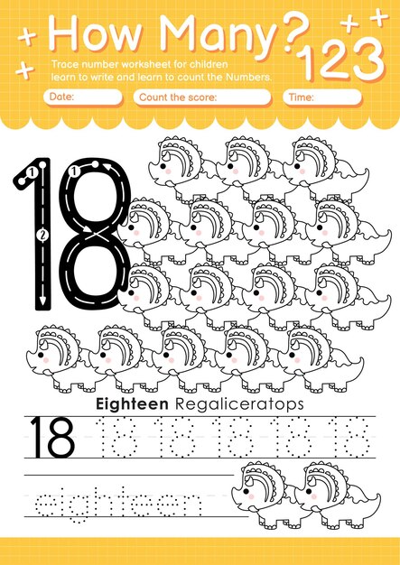 Trace Nummer 18 Arbeitsblatt für Kindergarten- und Vorschulkinder