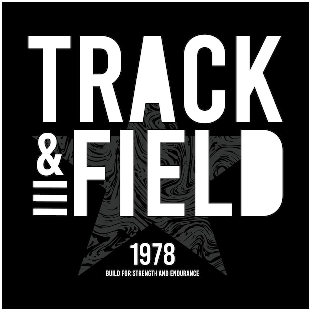 Vektor track and field stilvoll typografisches t-shirt-design