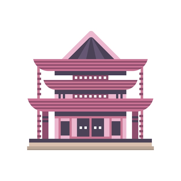 Vektor traditionelle asiatische pagodengebäude-vektorillustration isoliert auf weißem hintergrund
