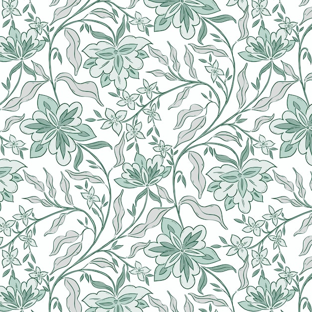 Traditionelle Chintz-Stil Pastellgrüne Reben und Blumenmuster