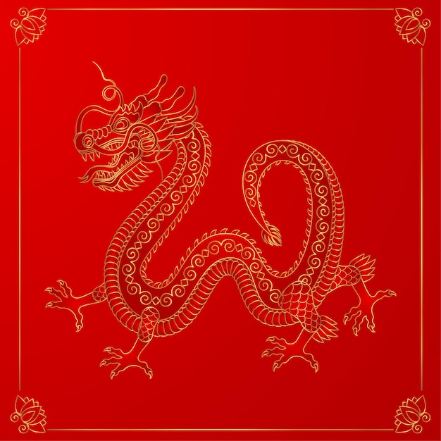 Traditionelle goldene chinesische drache-sternzeichen-vektorillustration