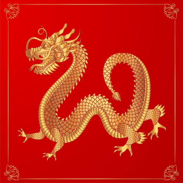 Traditionelle goldene chinesische Drache-Sternzeichen-Vektorillustration