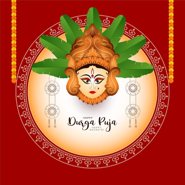 Vektor traditionelle indische durga puja und happy navratri festival hintergrunddesign