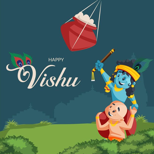 Traditionelle indische kerala festival happy vishu banner design-vorlage