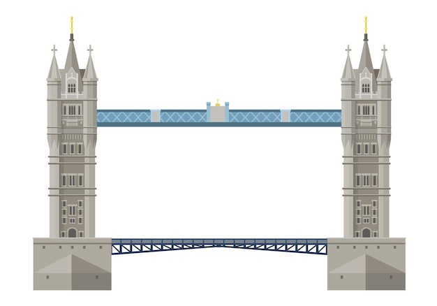 Vektor traditionelle london bridge tower bridge kultureller wert und sehenswürdigkeit des staates großbritannien drehbrücke über die themse in london vektorillustration