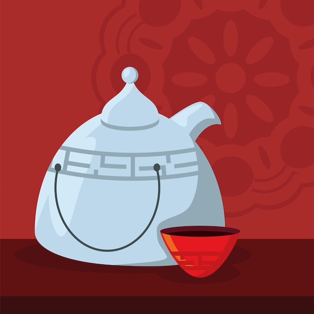 Traditionelle Teekanne mit Tasse