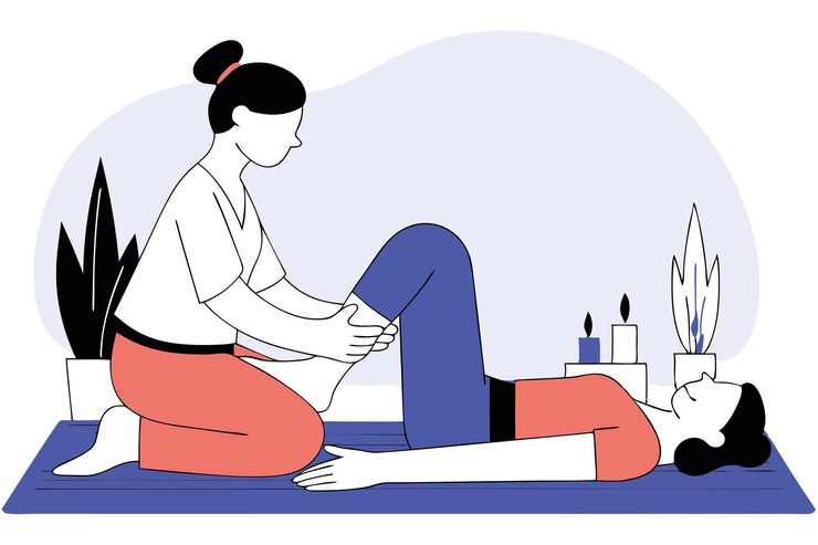 Vektor traditionelle thailändische massage-vektor-flachillustration