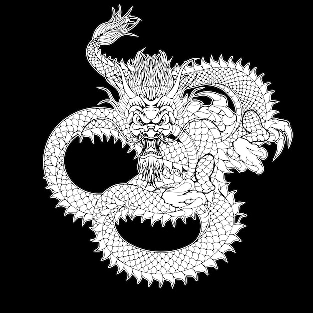 Traditioneller chinesischer Drache für Tattoo-Design