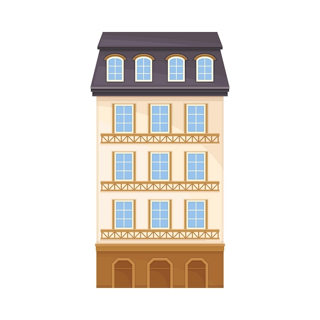 Traditionelles deutsches großes Steinhaus mit Fenstervektorillustration