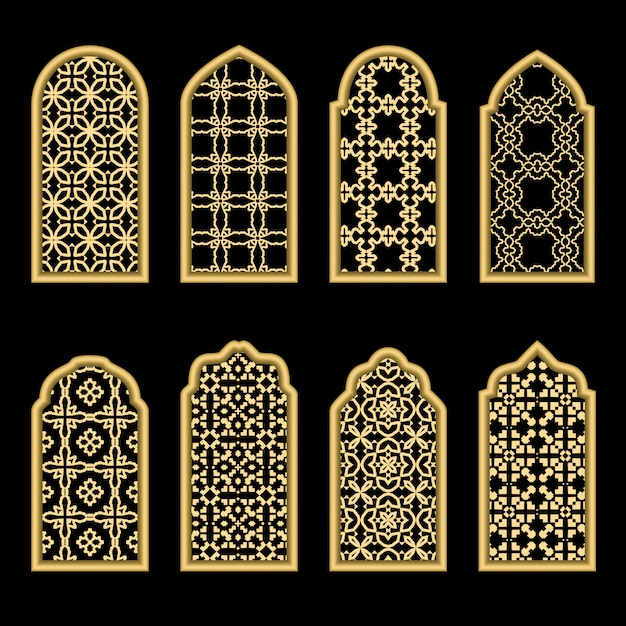 Traditionelles goldenes arabisches Fenster