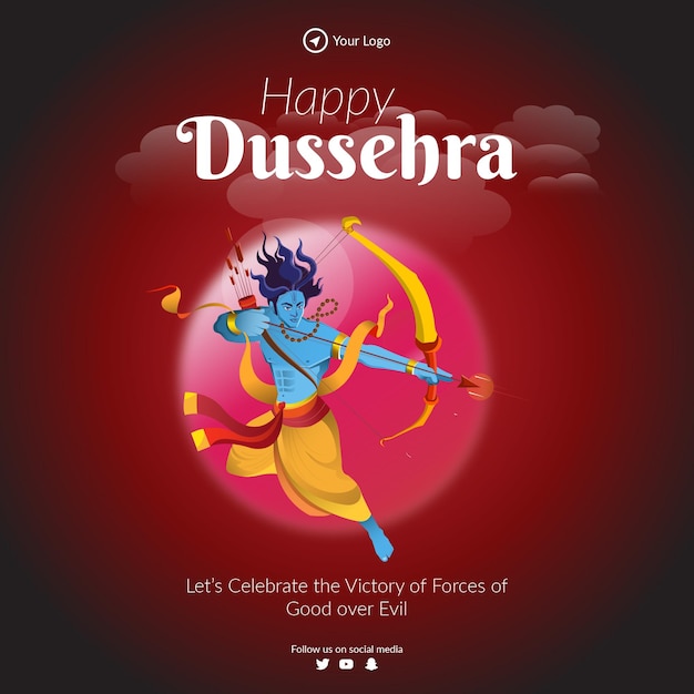 Vektor traditionelles indisches festival happy dussehra banner-design-vorlage