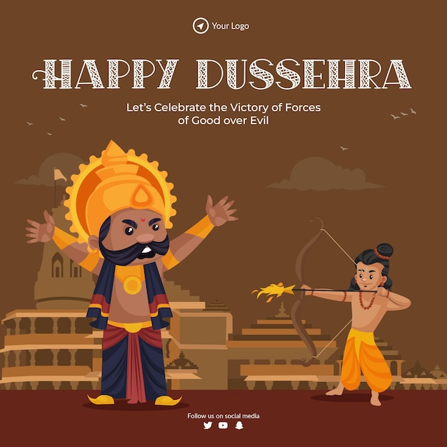 Traditionelles indisches festival happy dussehra banner-design-vorlage