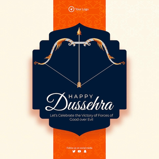 Traditionelles indisches festival happy dussehra banner-design-vorlage