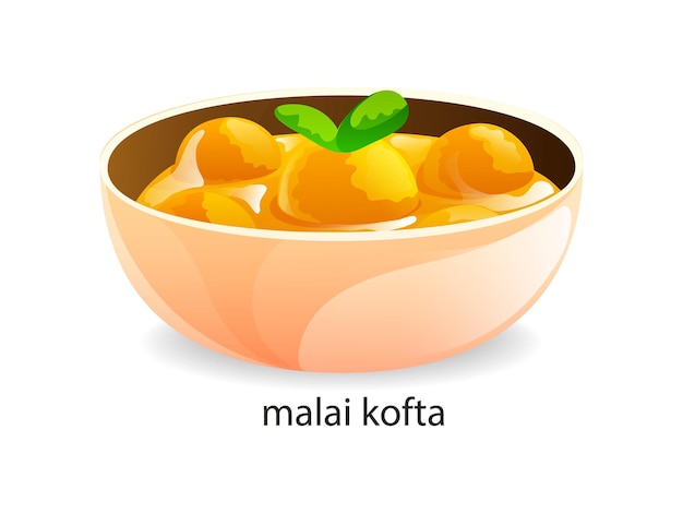 Vektor traditionelles indisches gericht malai kofta indische paneer fleischbällchen indien gerichte menü restaurant frühstück