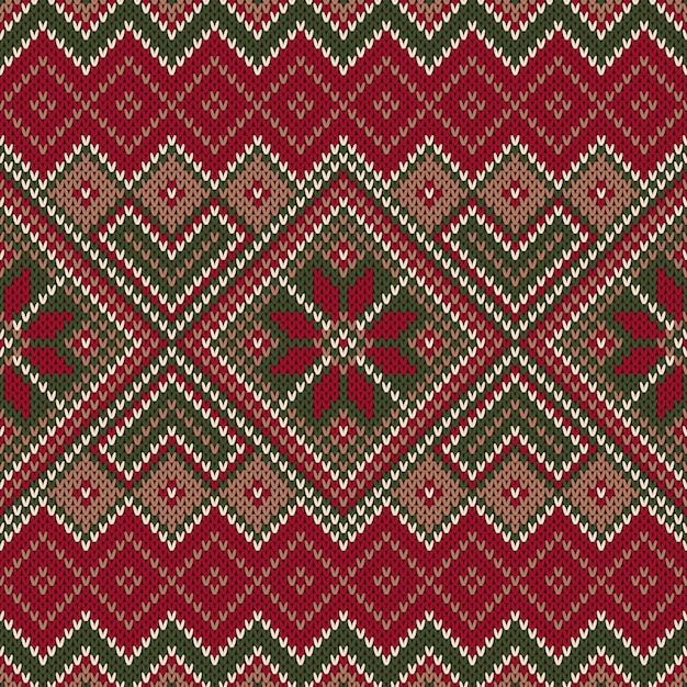 Traditionelles nahtloses strickmuster im fair isle-stil. weihnachten und neujahr design hintergrund