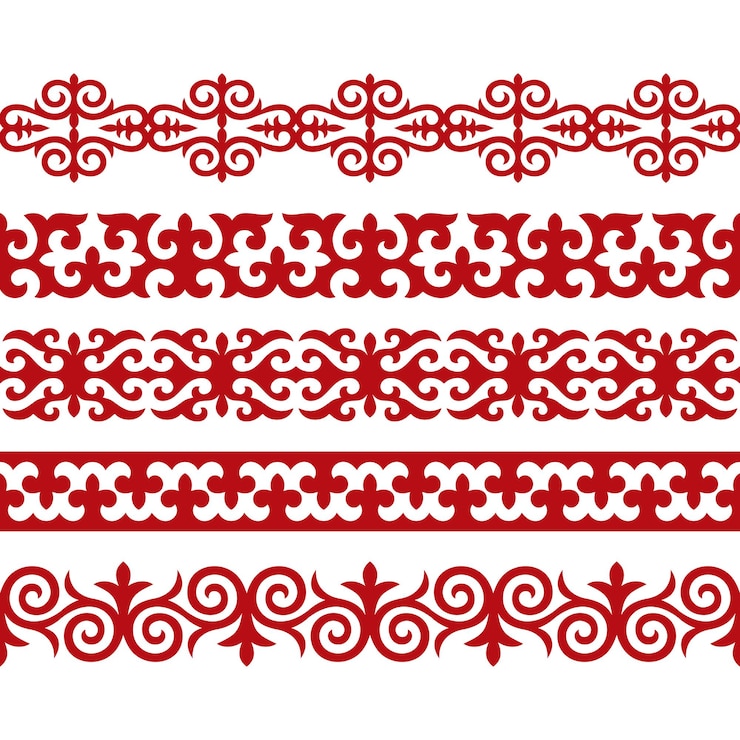 Traditionelles Ornament Mittelasiens zur Dekoration von Kleidern und Jurten. Nomadenschmuck.
