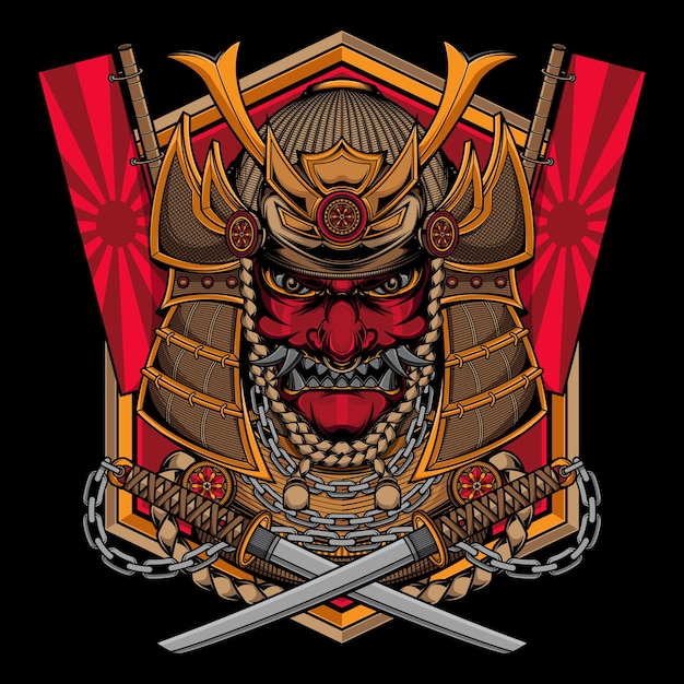 Traditionelles samurai-maskenlogo