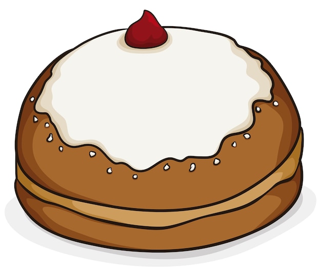 Vektor traditionelles und leckeres sufganiyah, bereit für die chanukka-feier. design isoliert im cartoon-stil