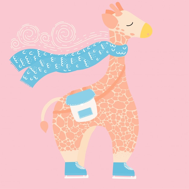Vektor tragender schal der netten giraffe. winter-illustration.