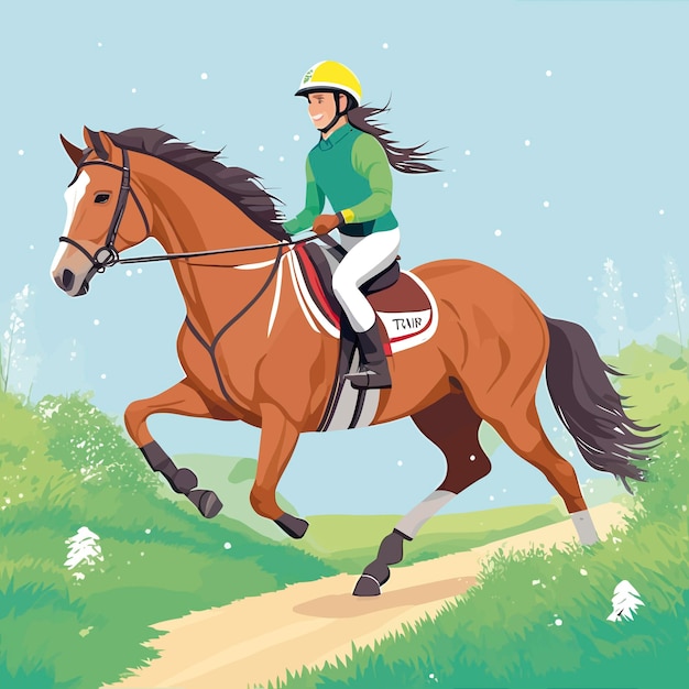 Trail river stones pferdejockeys reiten illustration