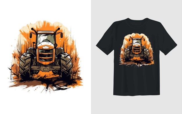 Vektor traktor-cartoon-vektorillustration traktor-t-shirt-design