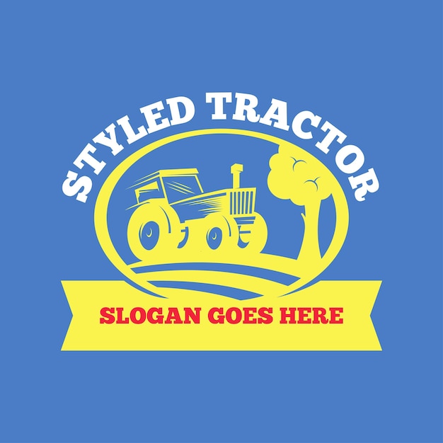 Traktor-logo-designkonzept für firmenlogo im agribusiness-sektor fahrzeuglogo zum pflügen von reisfeldern und -feldern