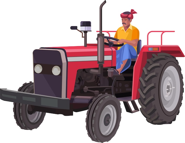 Vektor traktorillustration indisches bauernreiten